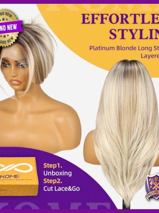 13x6 Lace Front Wig Synthetic Straight Layered Glueless Daily Use main image 4